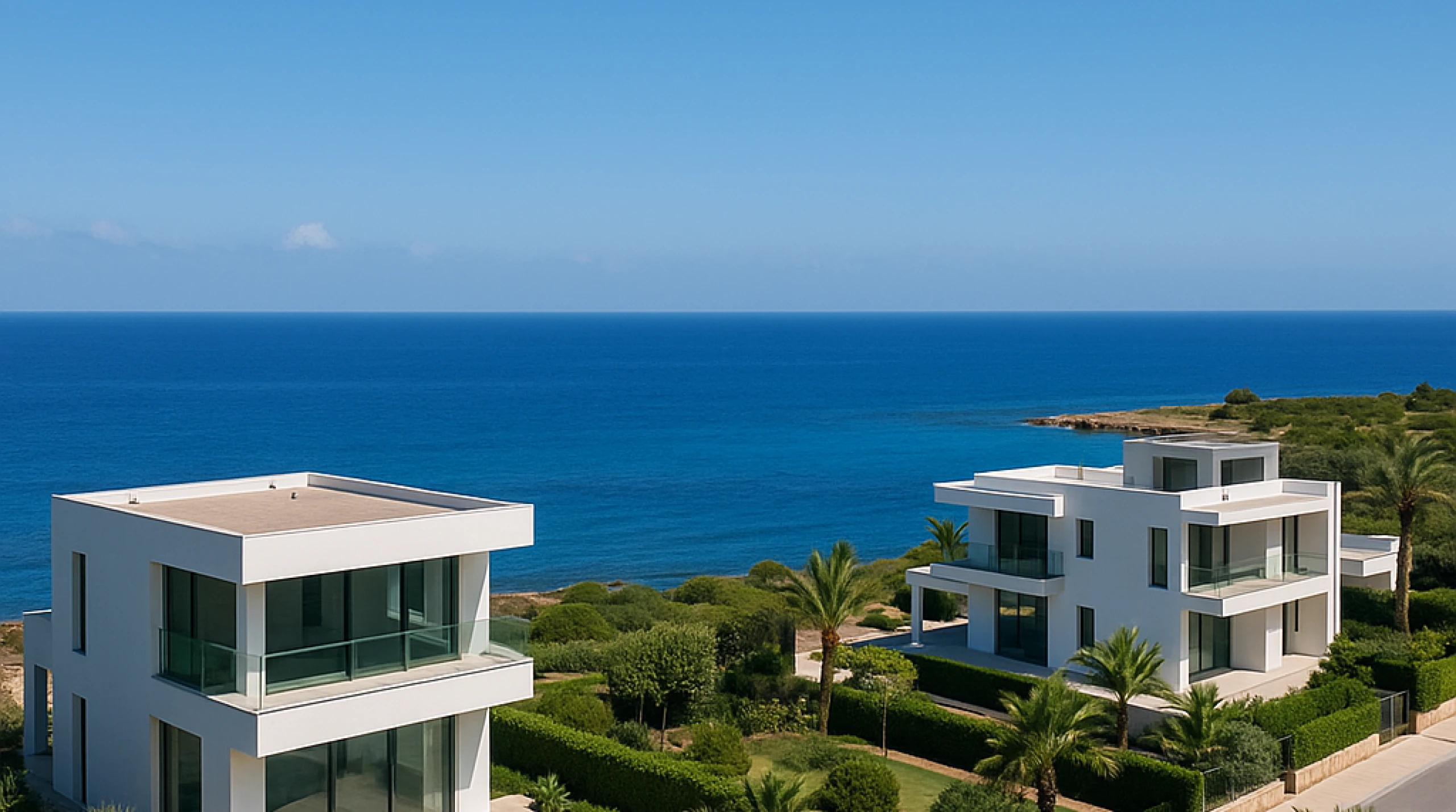 Modern property in Cyprus with coastal view